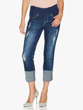 Jag Jeans Lewis Pull On High Rise Straight Cuffed Ankle Crop Stretch Jean 14